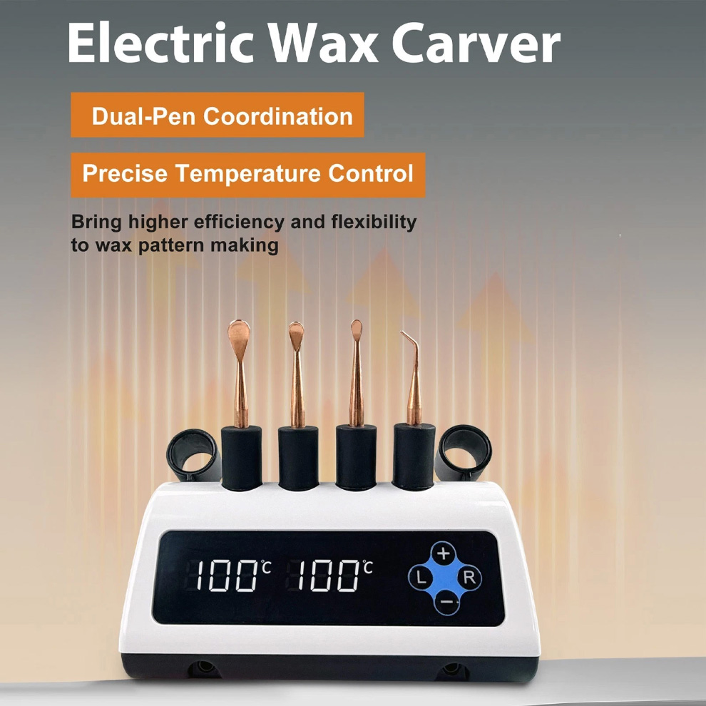 Dental Electric Wax Carver Dual Pen 100-200&deg;C Digital Wax Carving Unit with 6 Tips
